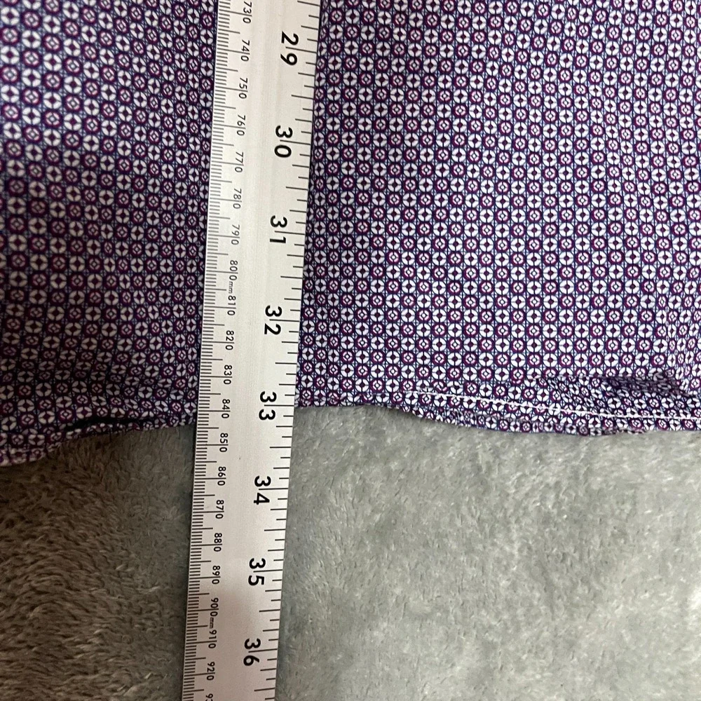 Banana Republic Men Soft Wash Slim Button Down Shirt 2XLT Purple Micro Print